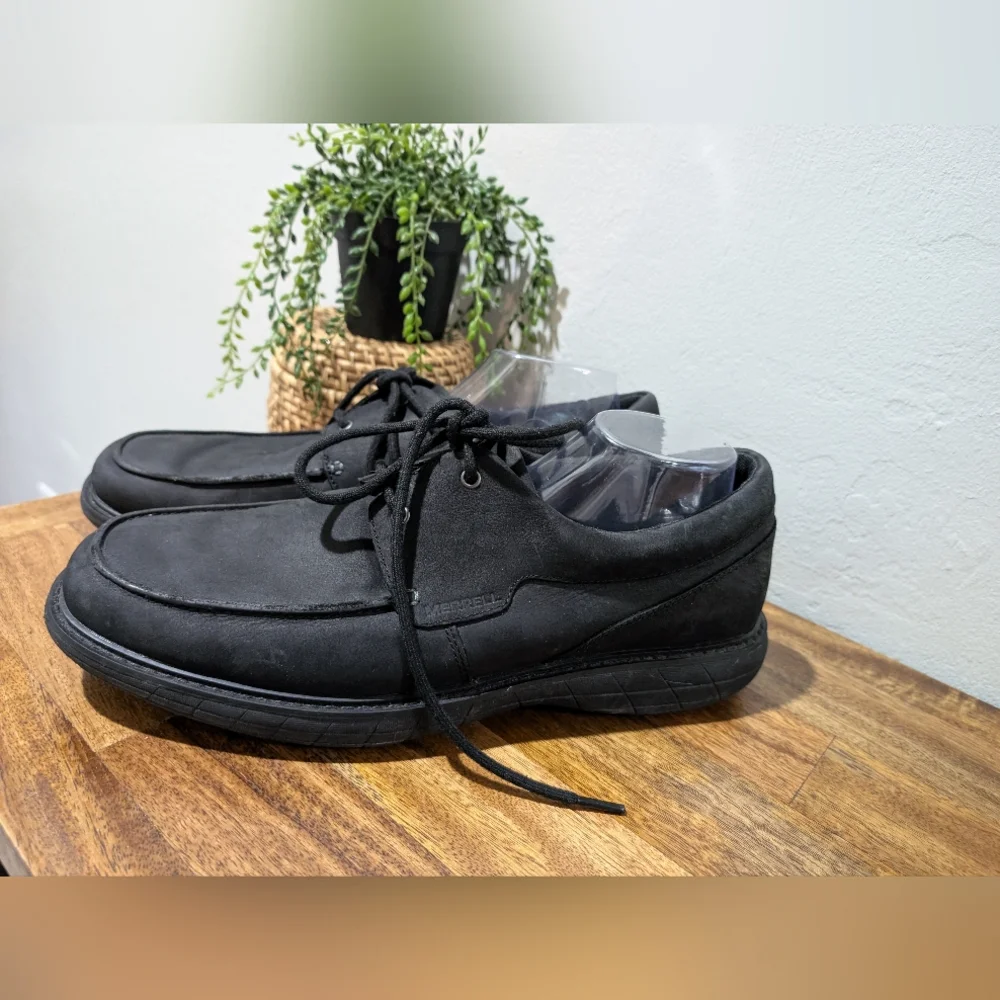 Merrell Men's World Vue Lace Oxford Black Full Grain Leather‎ (SZ 14) J94031